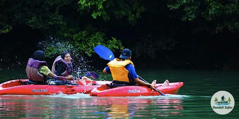 Kayaking adventure on calm stretches of Kali River in Dandeli backwaters